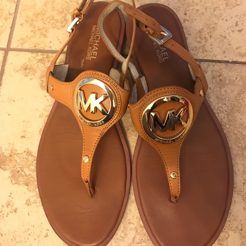 Michael Kors Brown Leather Thong Sandals